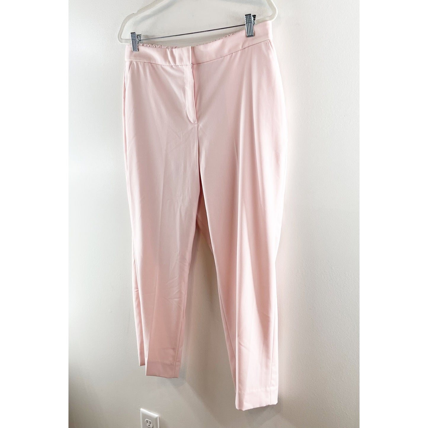 J. Crew High Rise Elastic Back Waist Straight Leg Trouser Pants Pink 14