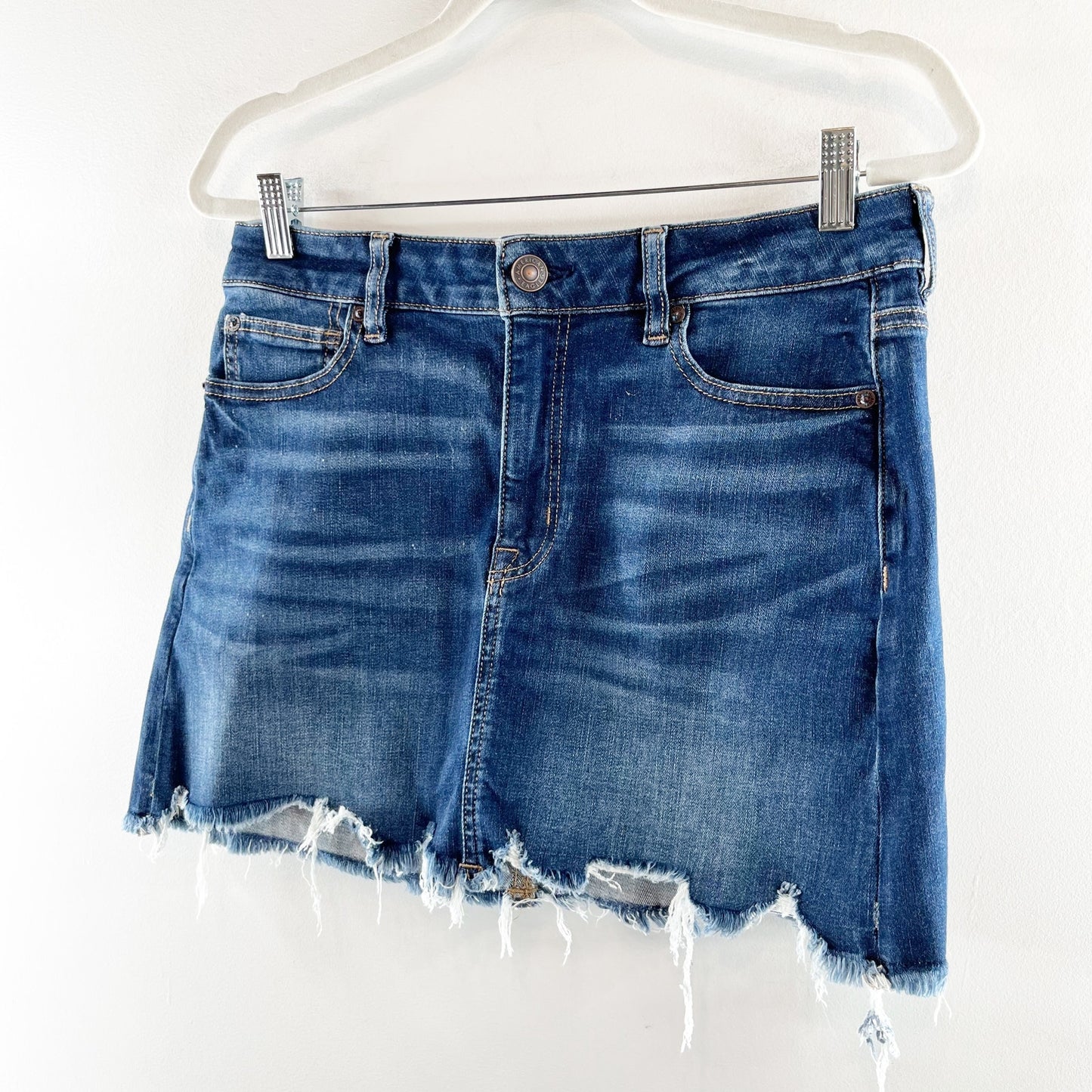 American Eagle High Rise Mini Jean Denim Skirt Blue 10