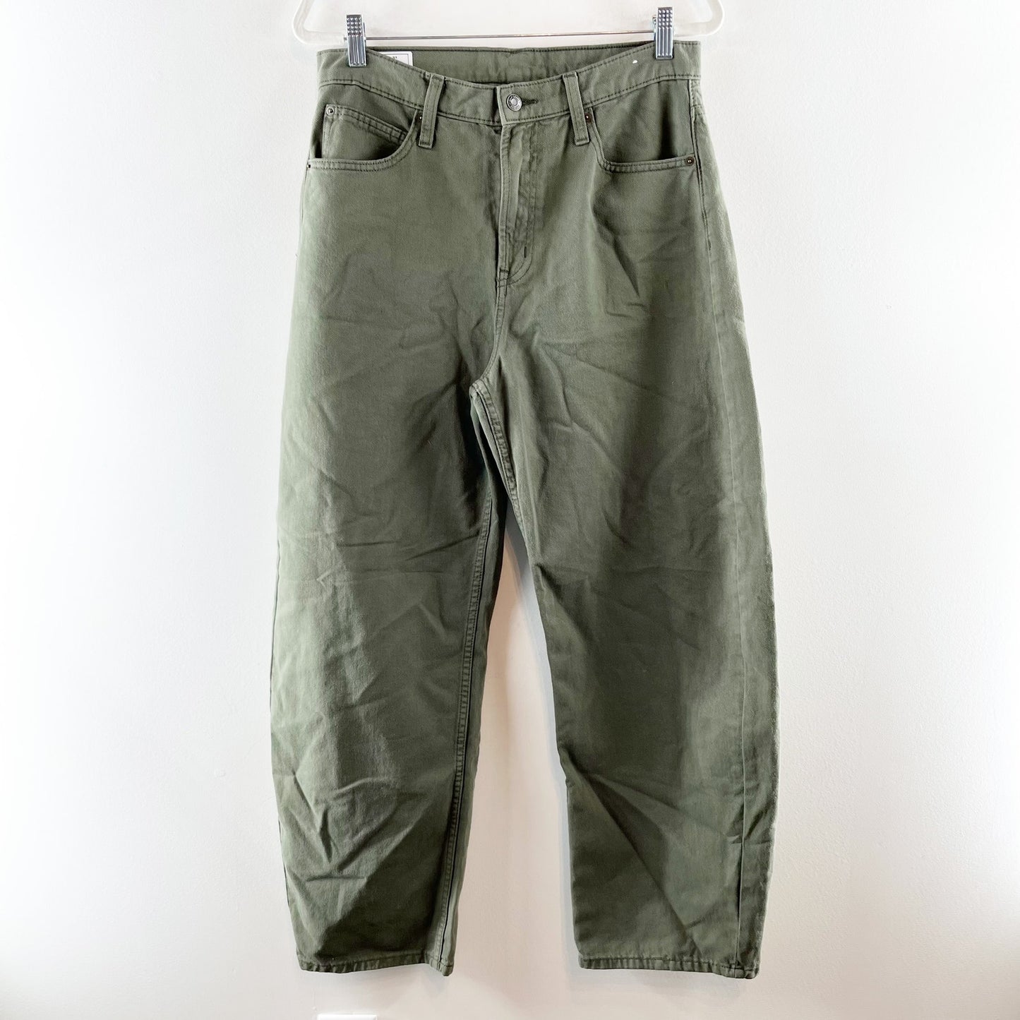 Gap Cotton High Rise Barrel Ankle Jeans Mesculen Green 29 / 8