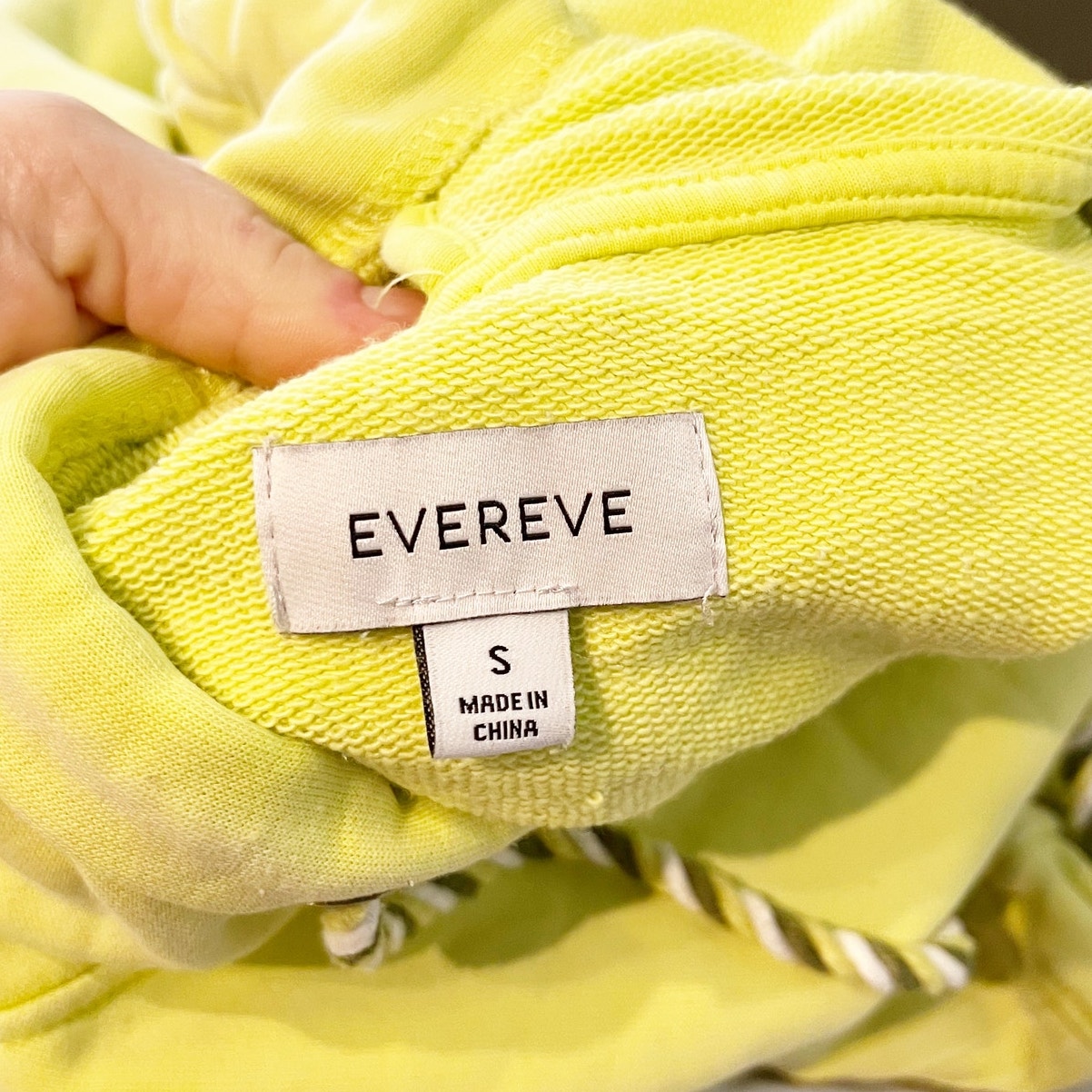 Evereve Neon Pullover Hoodie Sweatshirt Cotton Green Small