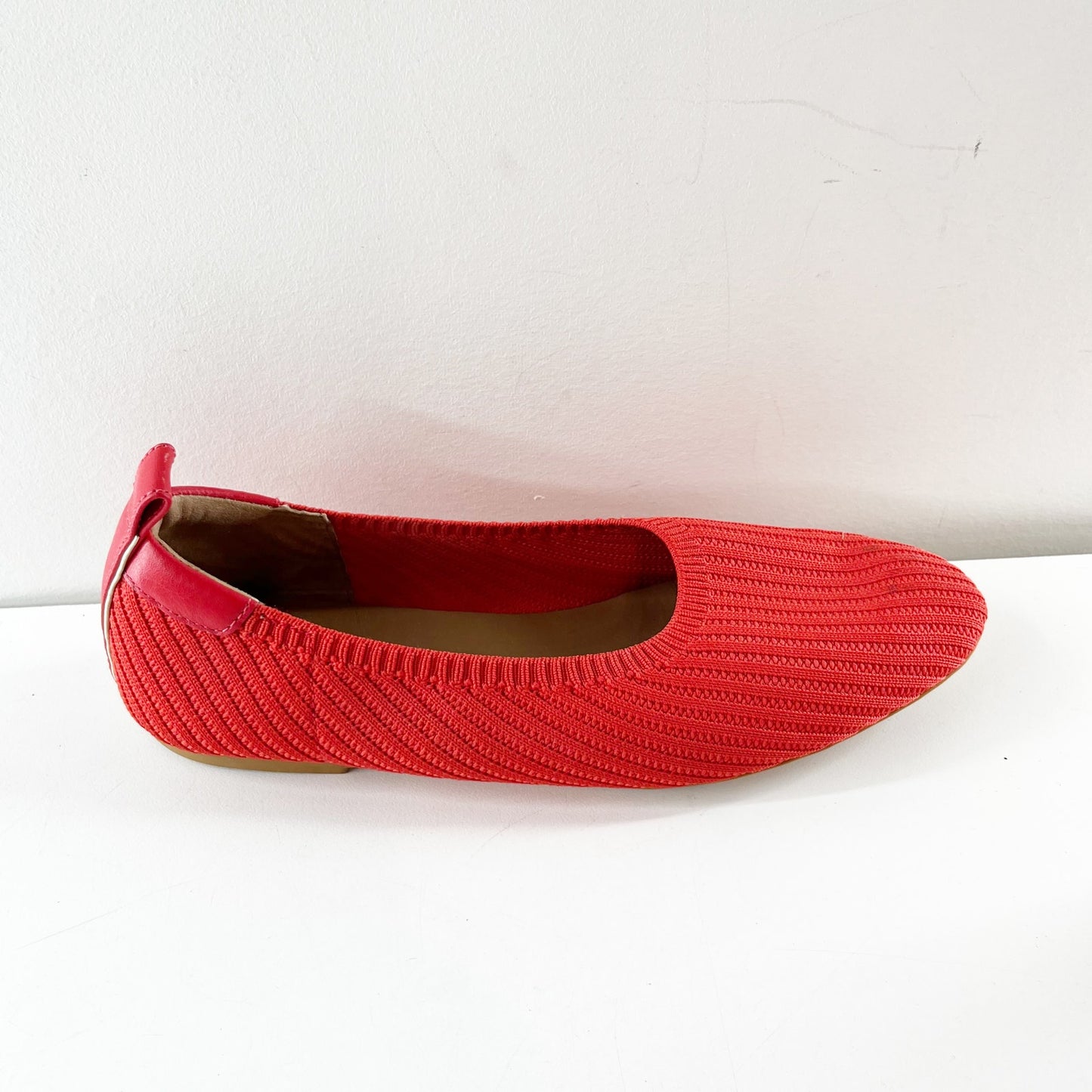 Everlane The Day Glove Knit Ribbed Ballet Flats Shoes Poppy Red 8