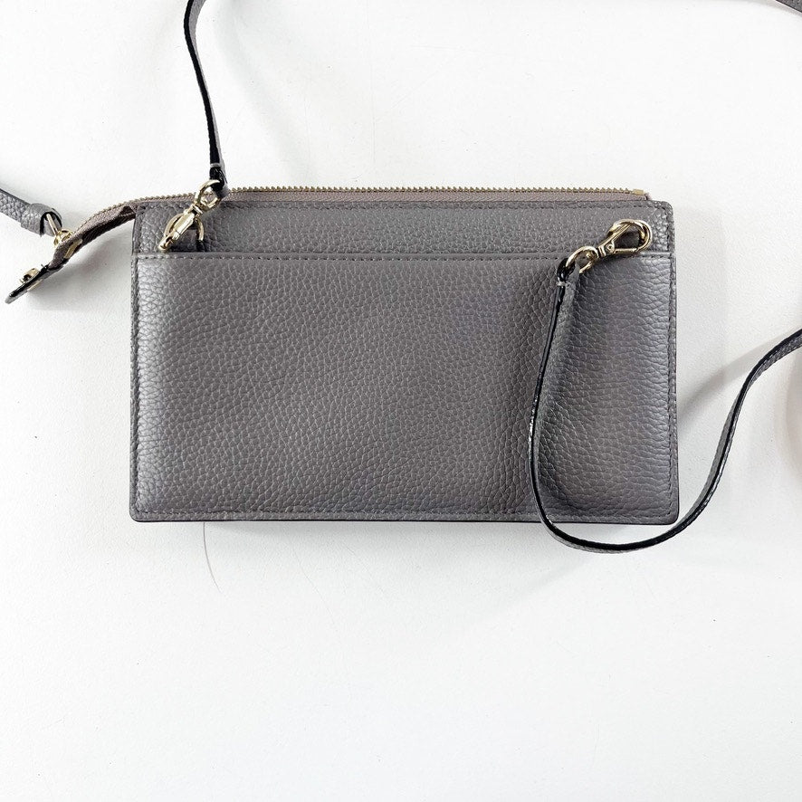 Kate Spade Jackson Small Tab Leather Crossbody Bag Purse Gray