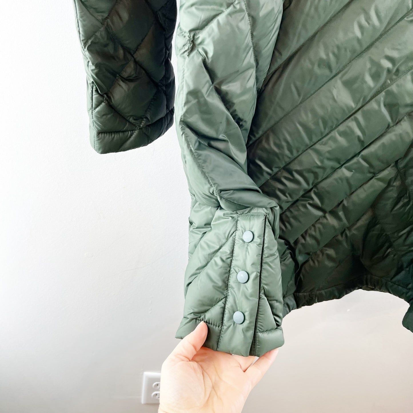 J. Jill Longline Down Quilted Puffer Coat Jacket Green Large