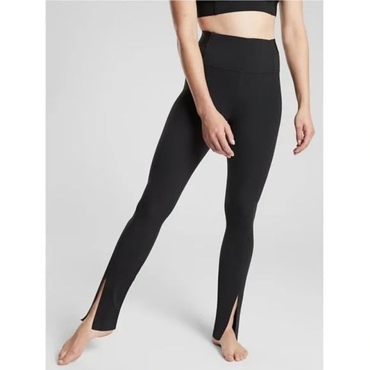 Athleta Aura High Rise Slit Flare Hem Pants Leggings Black Large