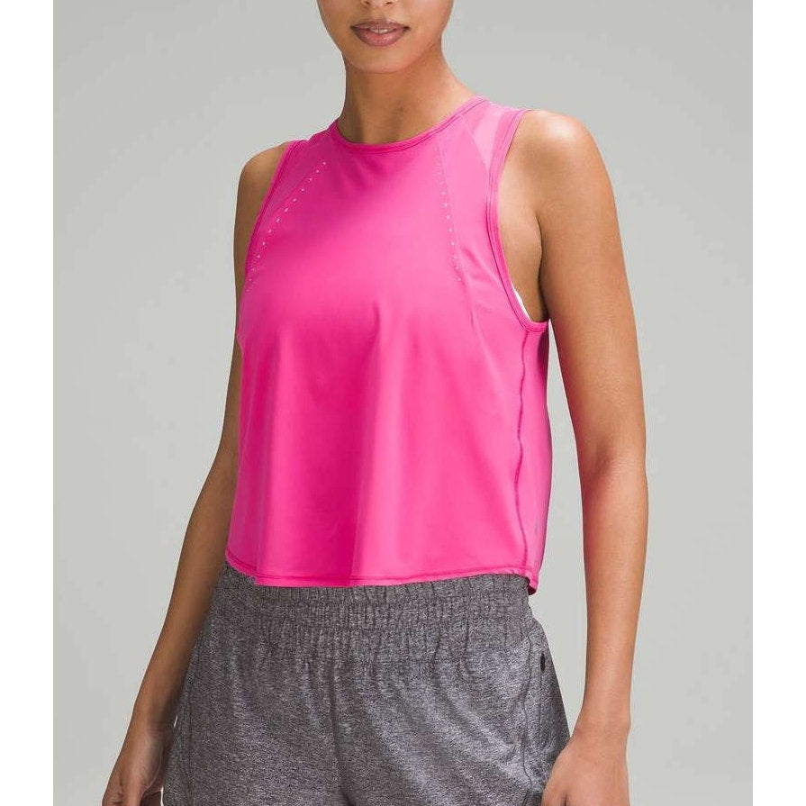 Lululemon Athletica Sculpt Mesh Panel Crop Tank Top w/ Reflective Sonic Pink 2
