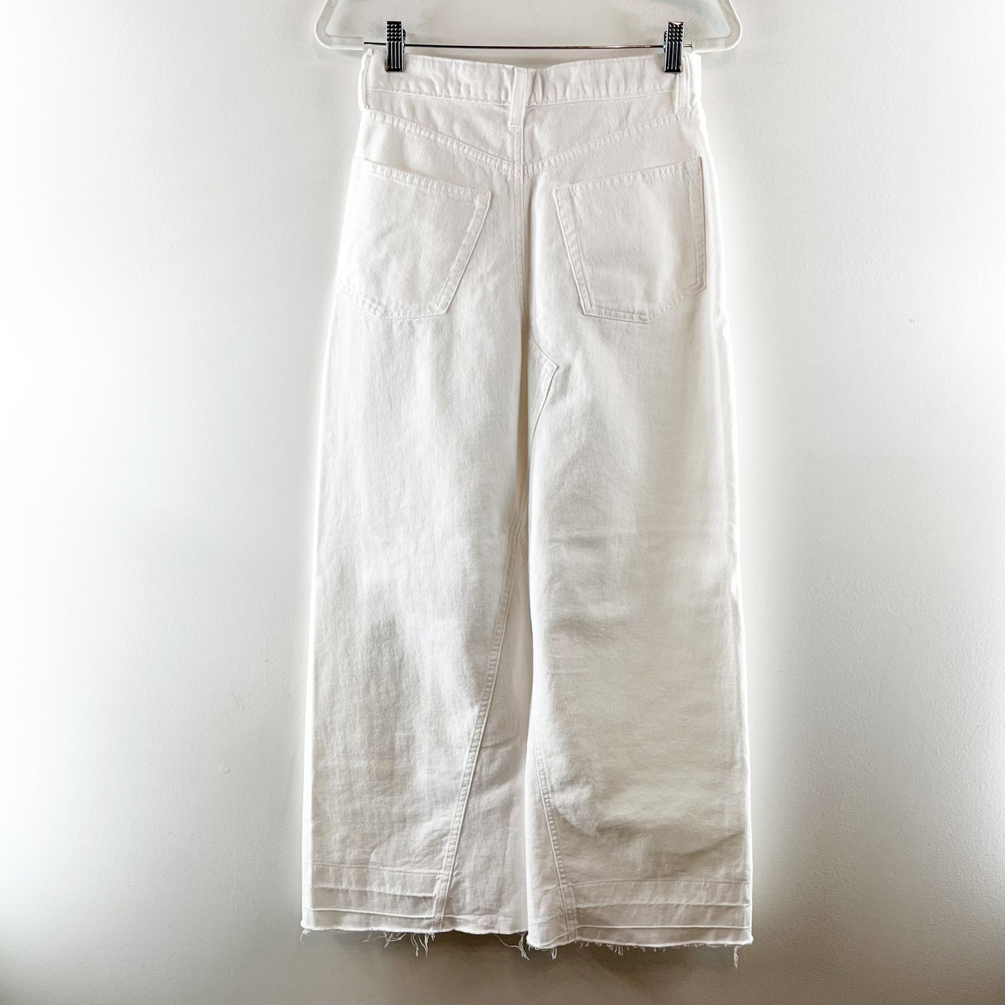 GAP Cotton A Line Raw Hem Slit Denim Midi Skirt White 2 / 26