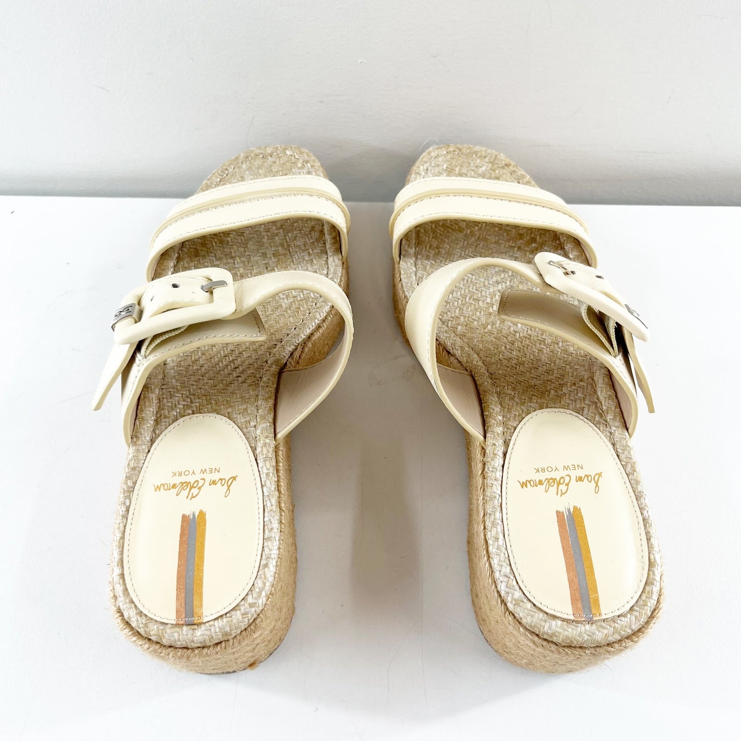 Sam Edelman Carson Platform Wedge Espadrille Sandals Cream 7