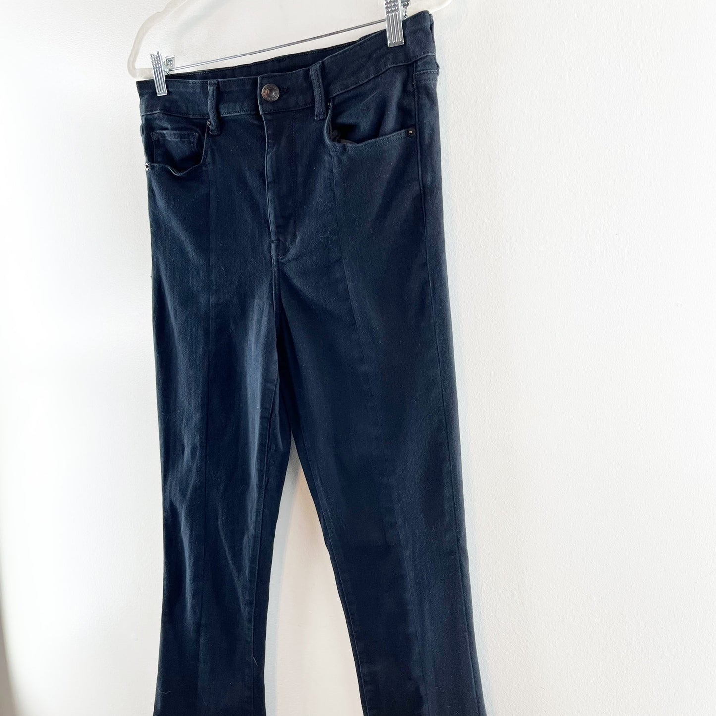 American Eagle High Rise Skinny Kick Split Hem Flare Jeans Dark Blue 12 X-Long