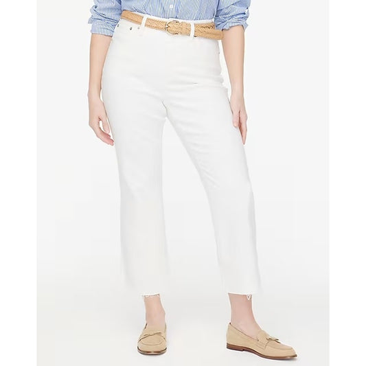 J. Crew Mid Rise Flare Crop Raw Hem Jeans White 29 / 8