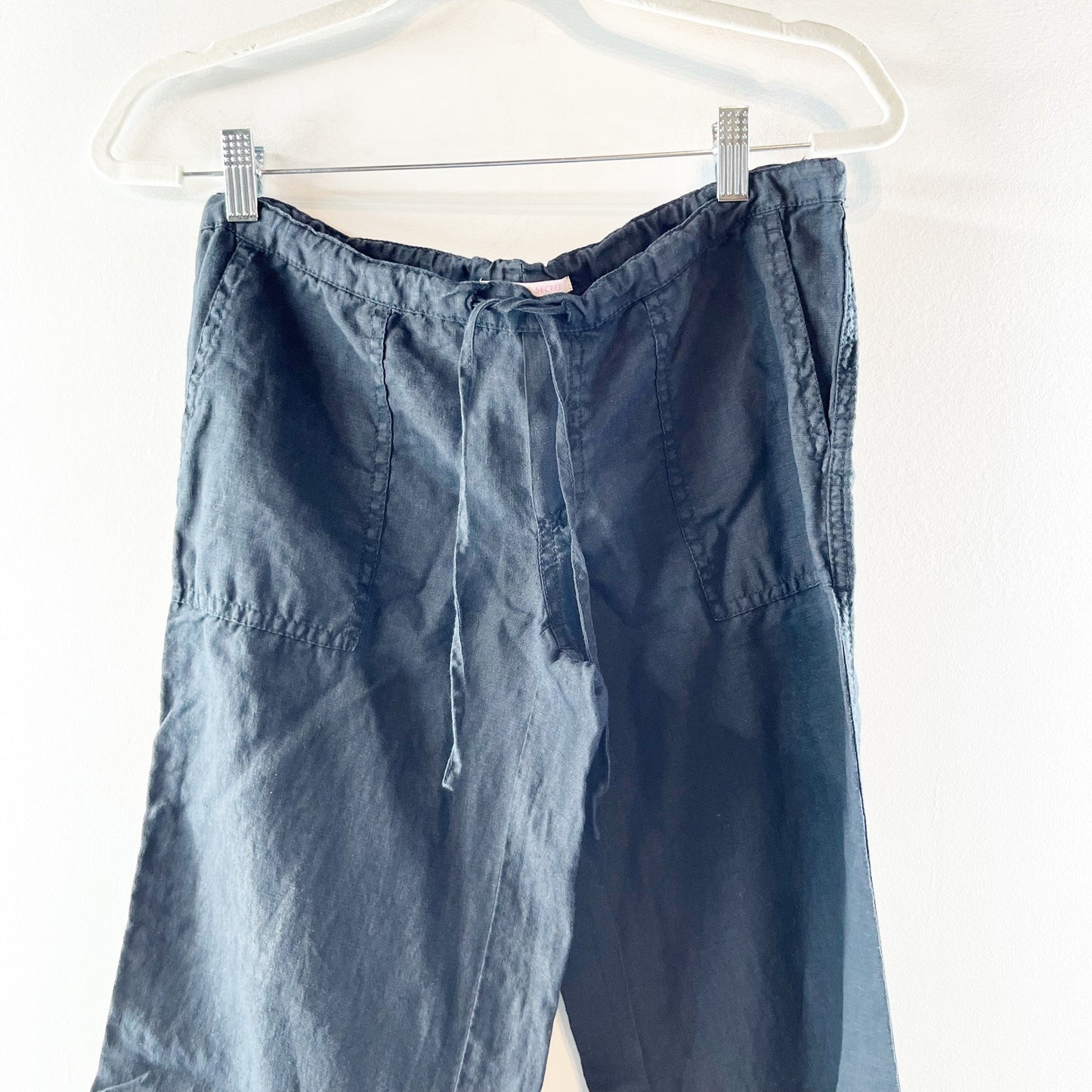Victoria's Secret Flax Linen Low Rise Wide Leg Beach Pants Black 0