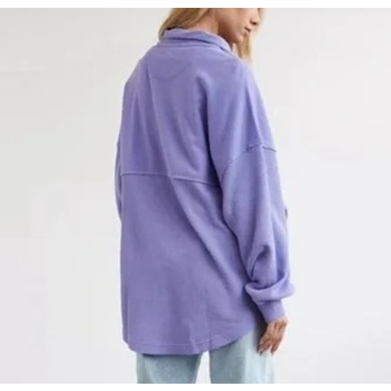 American Eagle Oversized 1/2 Zip Waffle Pullover Sweatshirt Purple XS