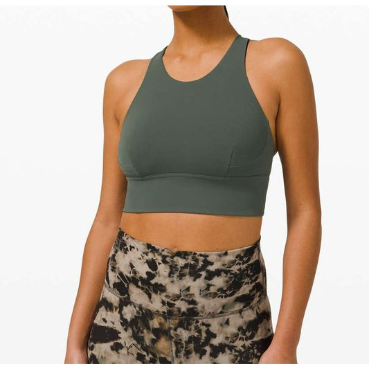 Lululemon Wunder Train Long-Line Bra Medium Support C/D Cups Smoked Spruce Green