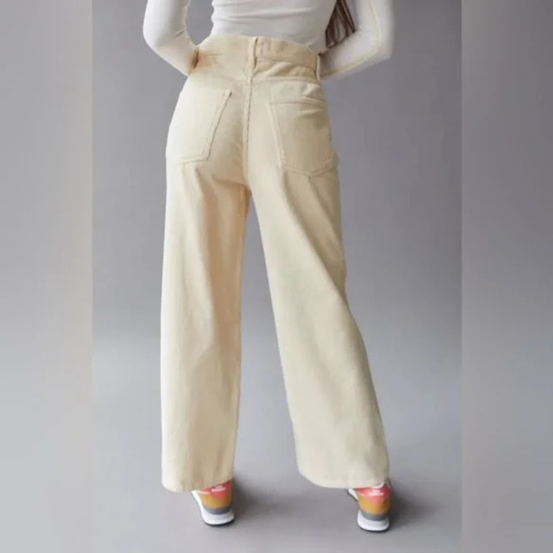 BDG High & Wide Corduroy Cotton Wide Leg Pants Cream 25 / 0