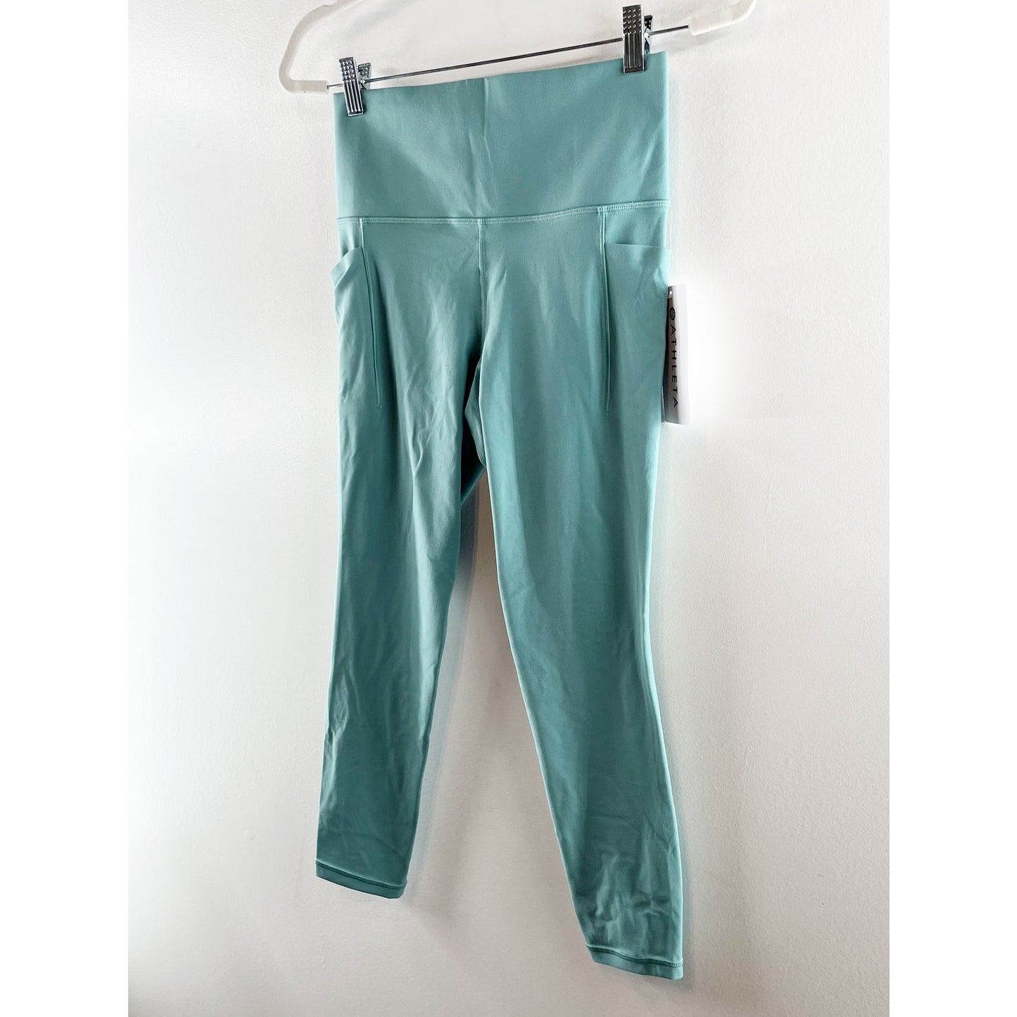 Athleta High Rise Salutation Stash Pocket 7/8 Leggings Green Small