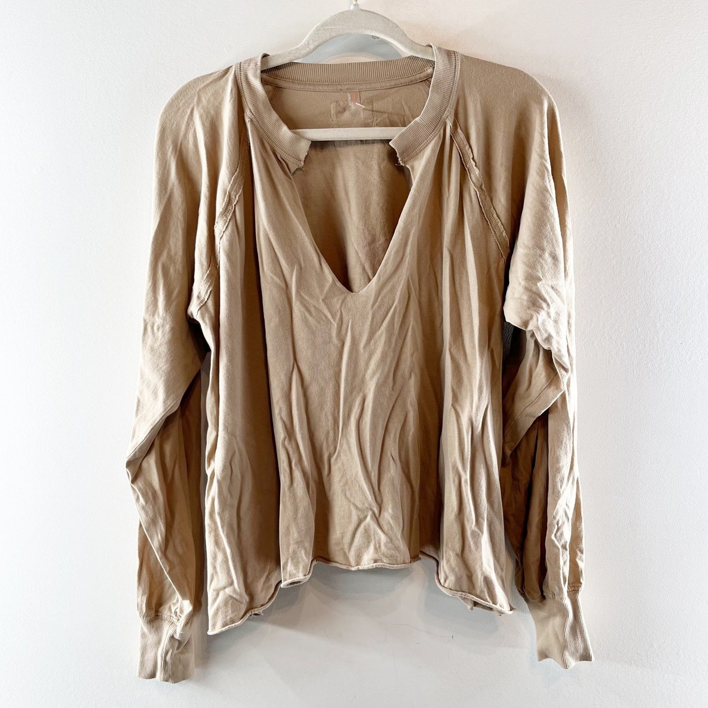FP Movement Reflect Layer Long Sleeve Oversized Tee Shirt Tan Beige XS