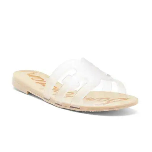 Sam Edelman Bay Slip On Open Toe Jelly Slide Sandal Clear Sand 8