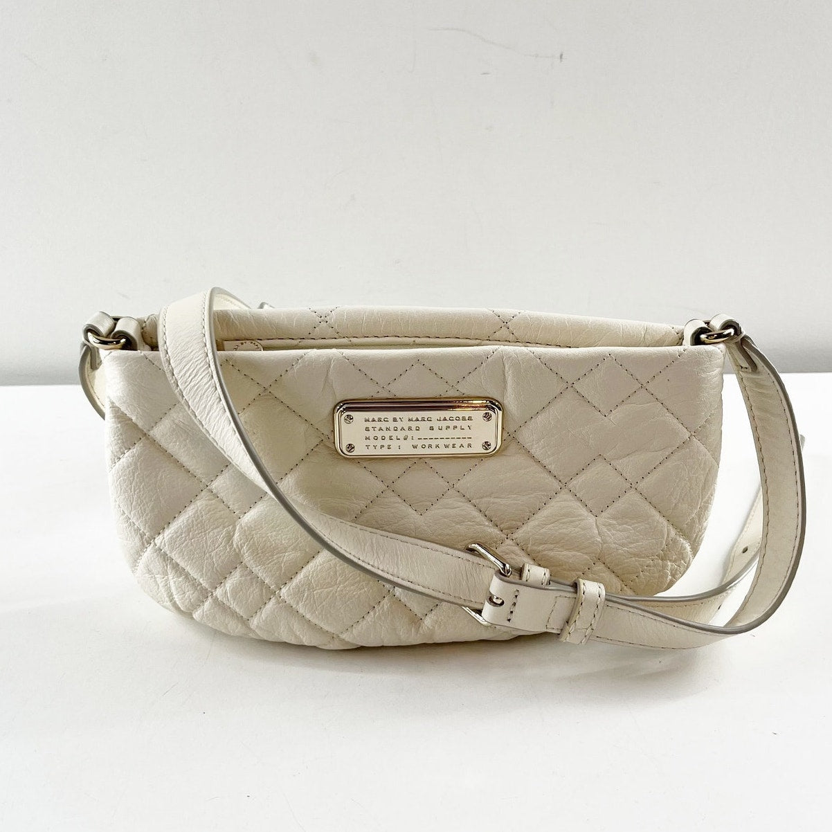 Marc by Marc Jacobs Quilted Leather Small Crossbody Shoulder Bag White