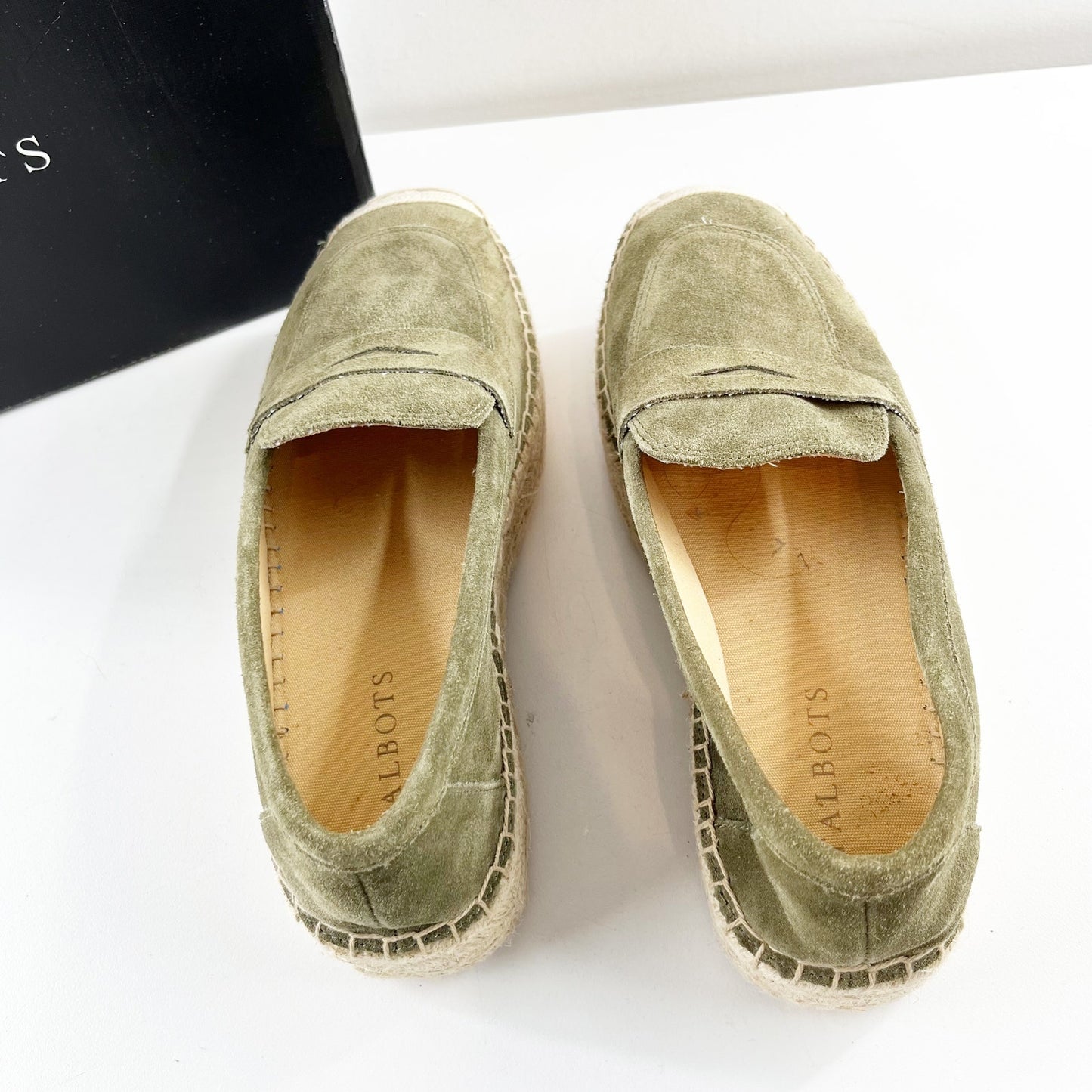 Talbots Quinn Platform Suede Espadrille Shoes Deep Moss Green 8.5