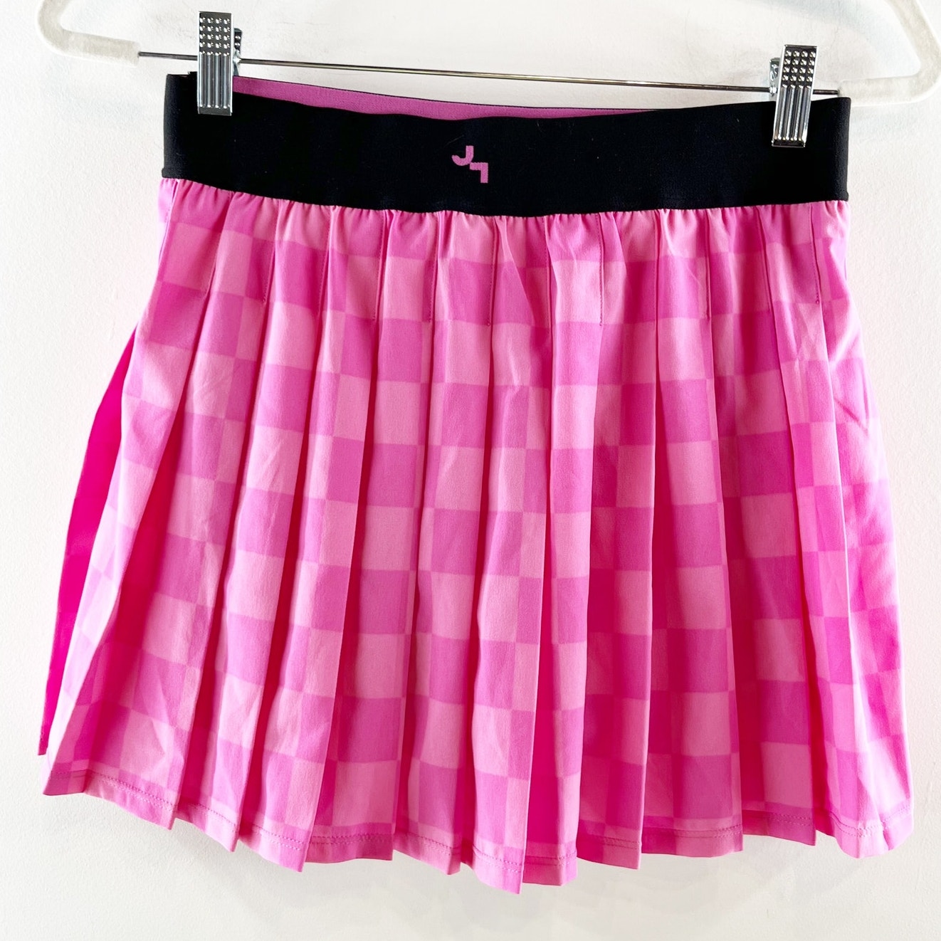 JoyLab Check High Rise Pleated Tennis Skirt with Built-in Short Berry Pink Small