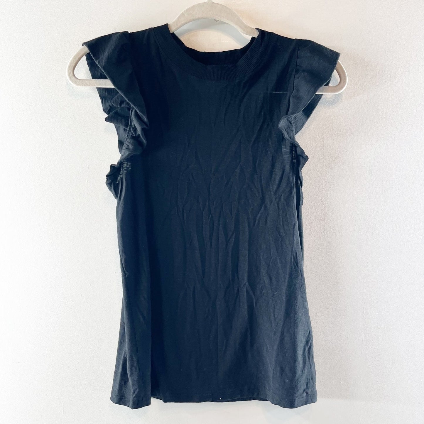 Nation LTD Paulette Ruffle Shoulder Tank Top Black XS