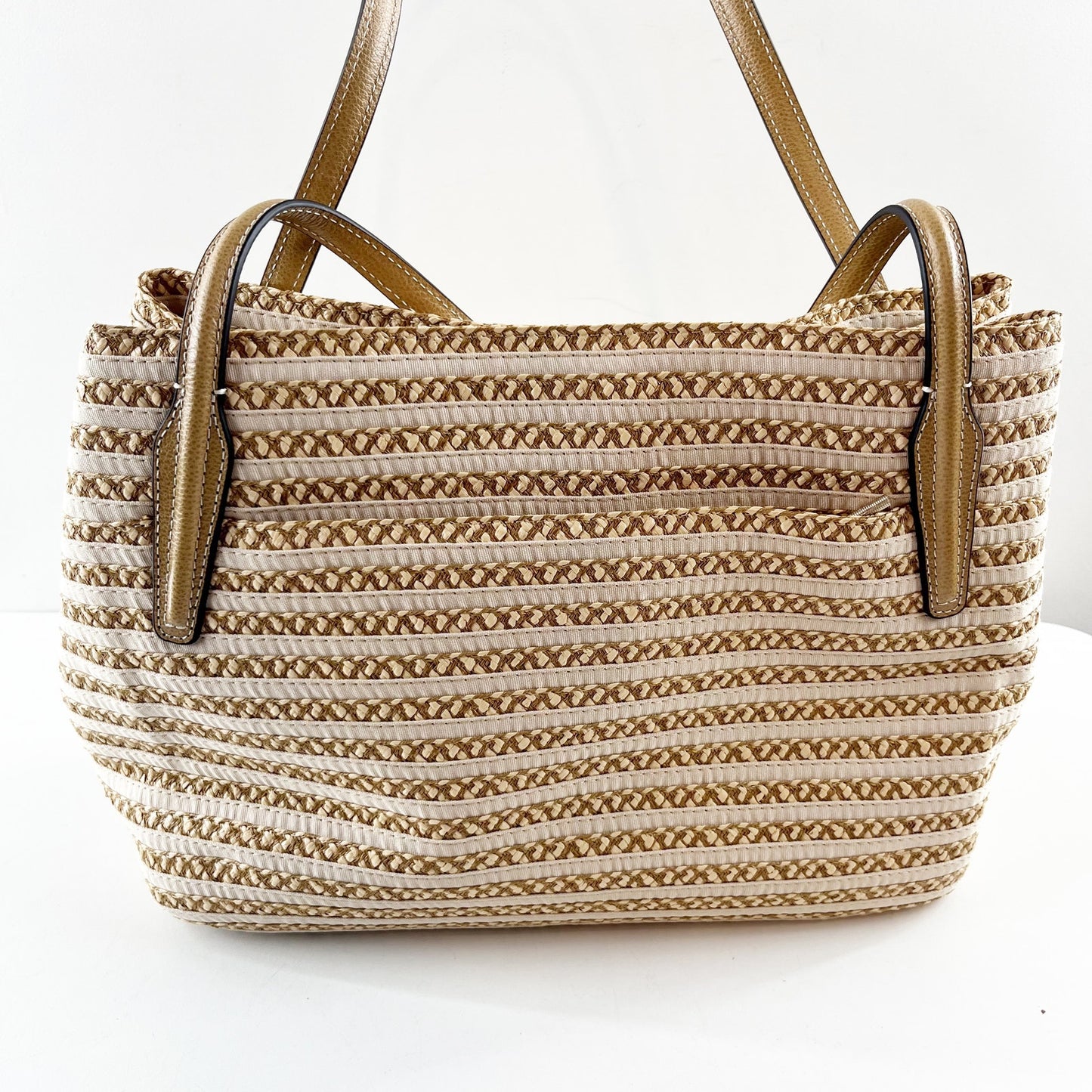 Eric Javits Squishee Isla Straw Bag Peanut Beige Tan