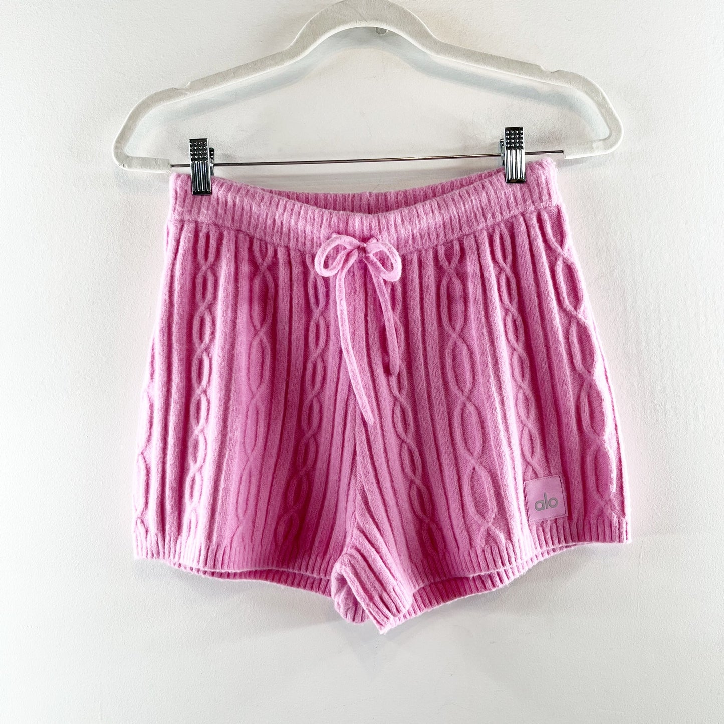 Alo Cable Knit Winter Bliss Short Candy Heart Pink Small