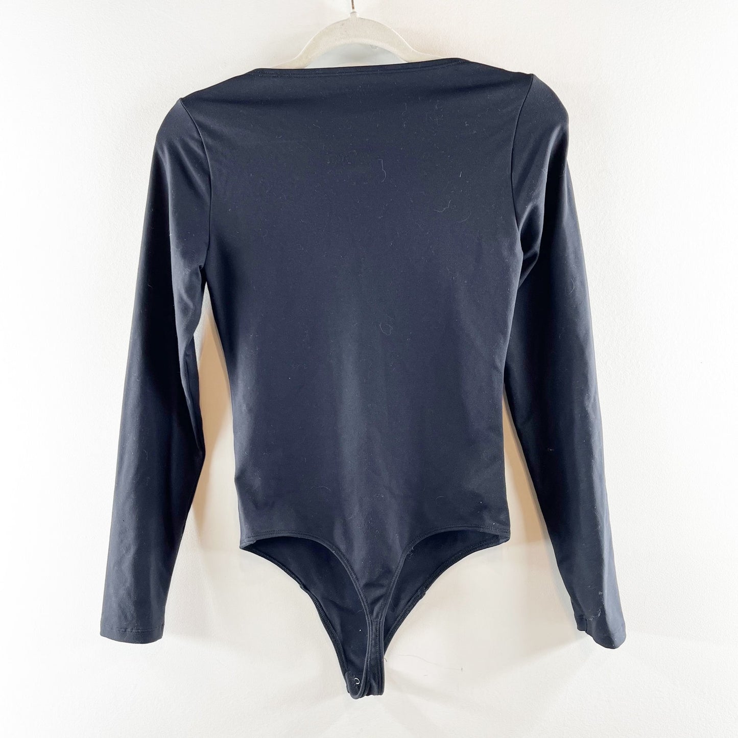 Abercrombie Soft AF Corset Square Neck Long Sleeve Bodysuit Black Small