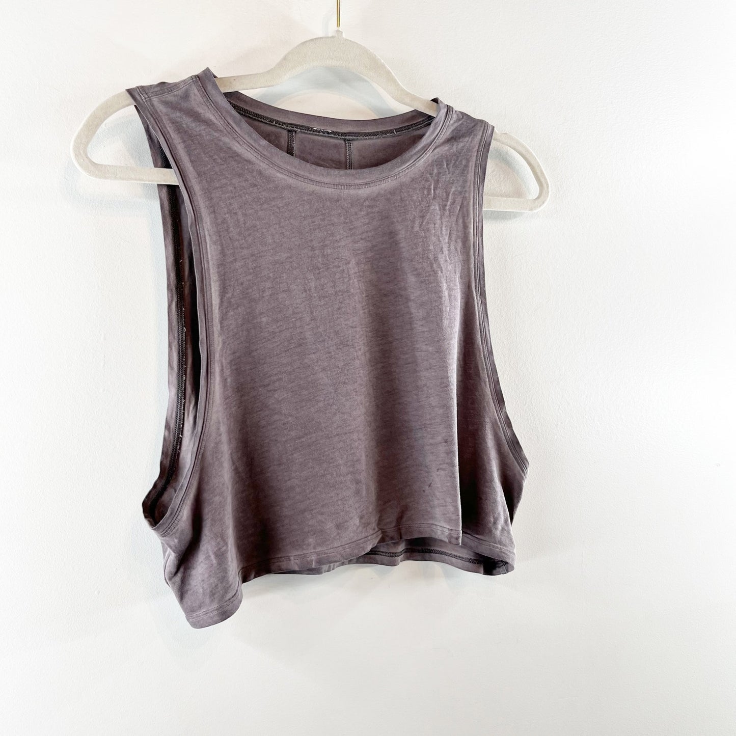 Lululemon Cropped Burnout Muscle Tank Top Gray Medium