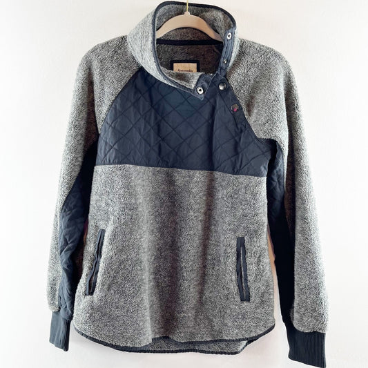 Abercrombie & Fitch Asymmetrical Snap Fleece Jacket Gray Blue Small