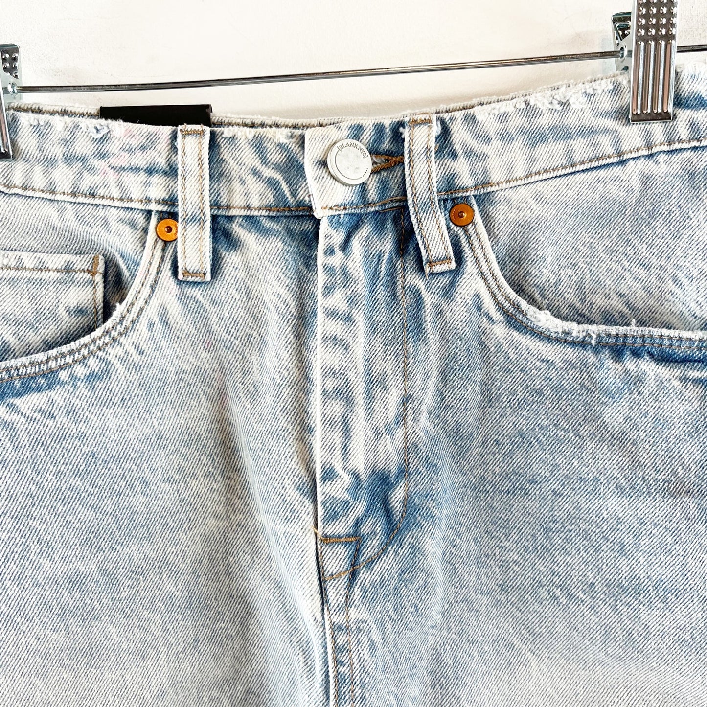 Blank NYC The Reeve Ultra High Rise Jean Distressed Cutoff Shorts Blue 27