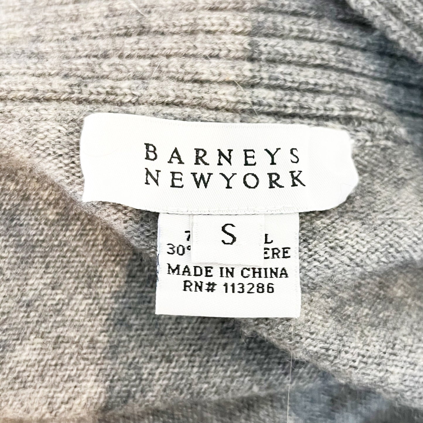 Barneys New York Wool-Cashmere Long Sleeve Open Front Cardigan Sweater Gray S