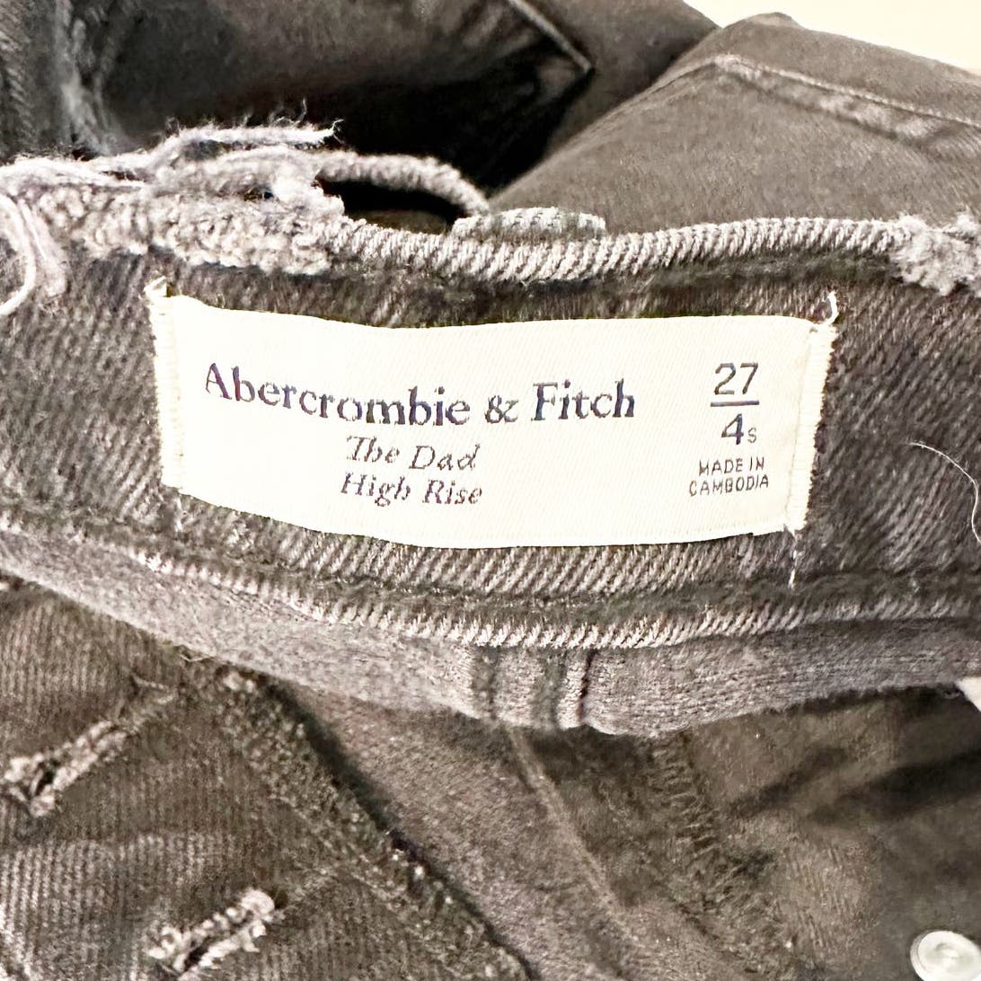 Abercrombie & Fitch The Dad High Rise Distressed Black Jeans 4 Petite