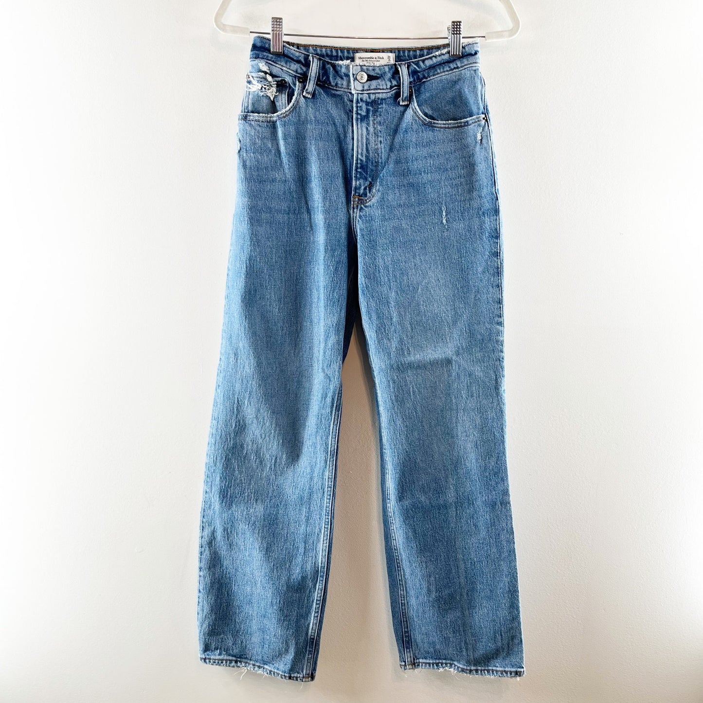 Abercrombie The '90's High Rise Relaxed Straight Leg Jeans Curve Love Blue 2