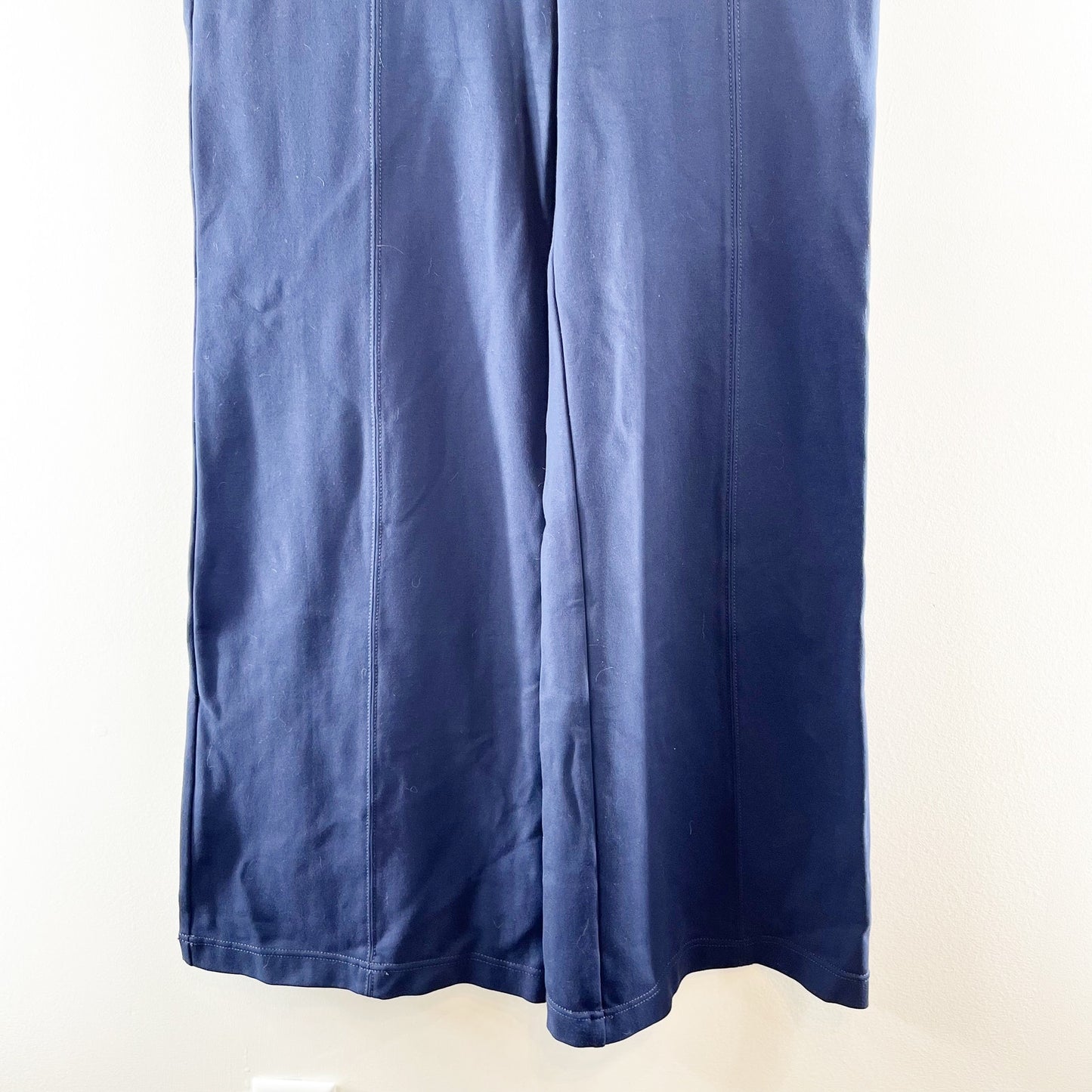 LOFT Ponte High Rise Wide Leg Trouser Pants Navy Blue Large