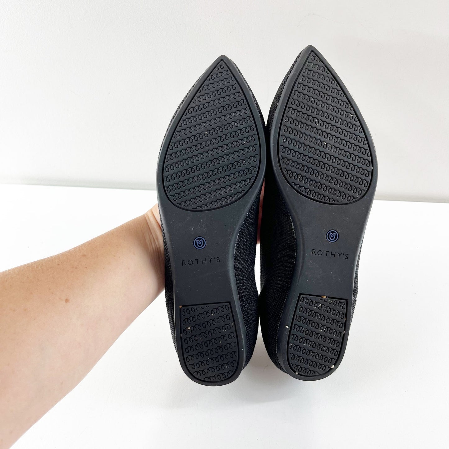 Rothy's The Point Knit Slip On Pointed Toe Ballet Flats Shoes Black 7.5