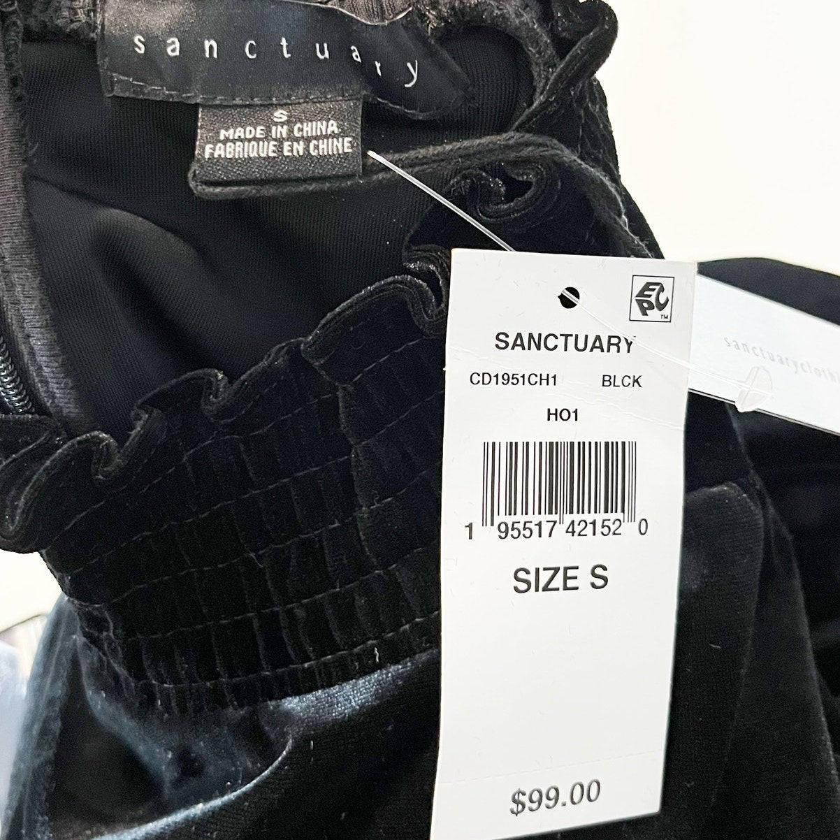 Sanctuary Lost and Love Turtleneck Velvet Mini Dress Black Small