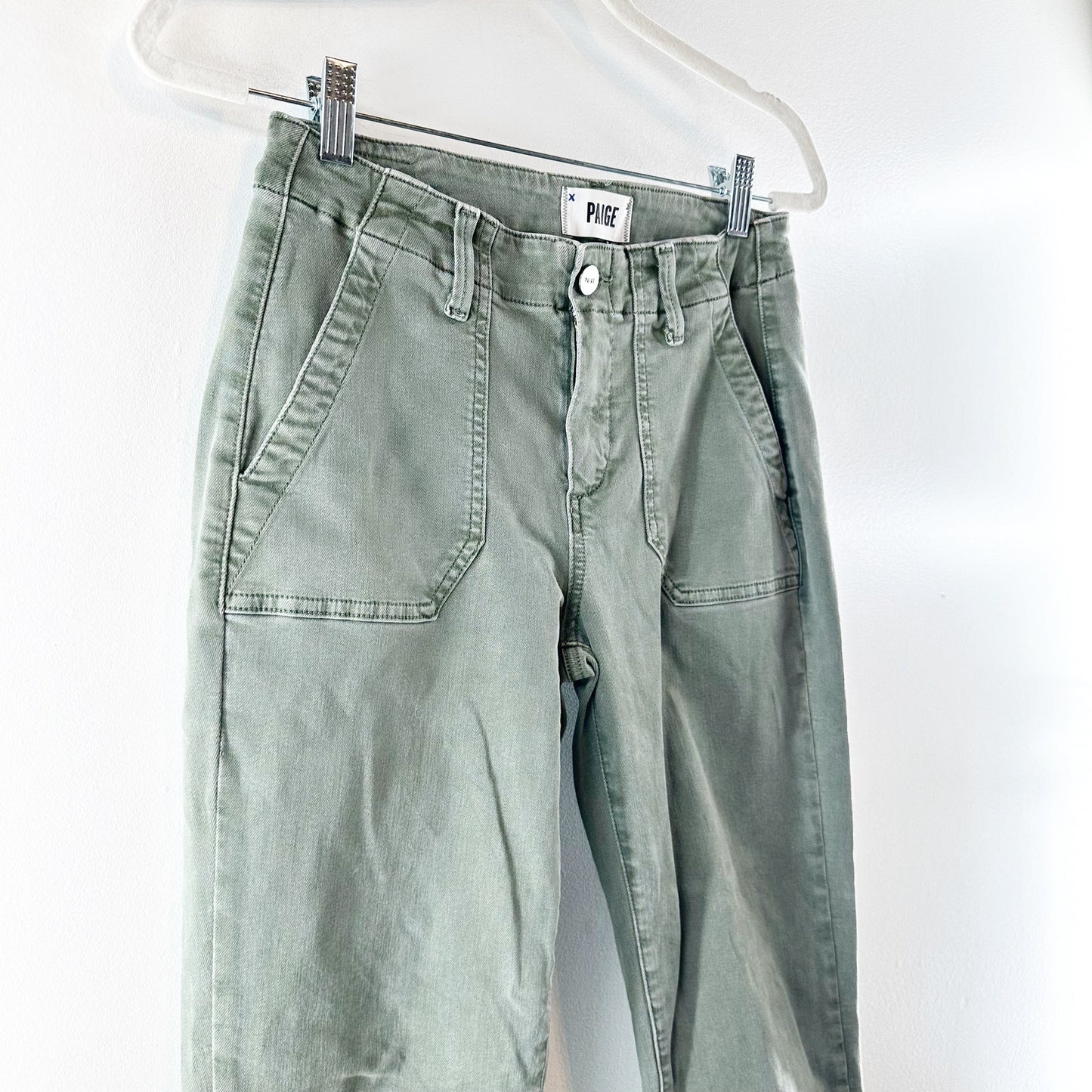 Paige Mayslie High Rise Cropped Jogger Pants Vintage Ivy Green 25 / 0