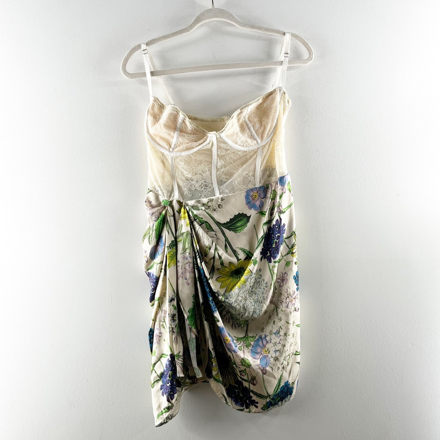 Katie May The Man Whisperer Floral Sheer Lace Bustier Mini Dress White Multi XL