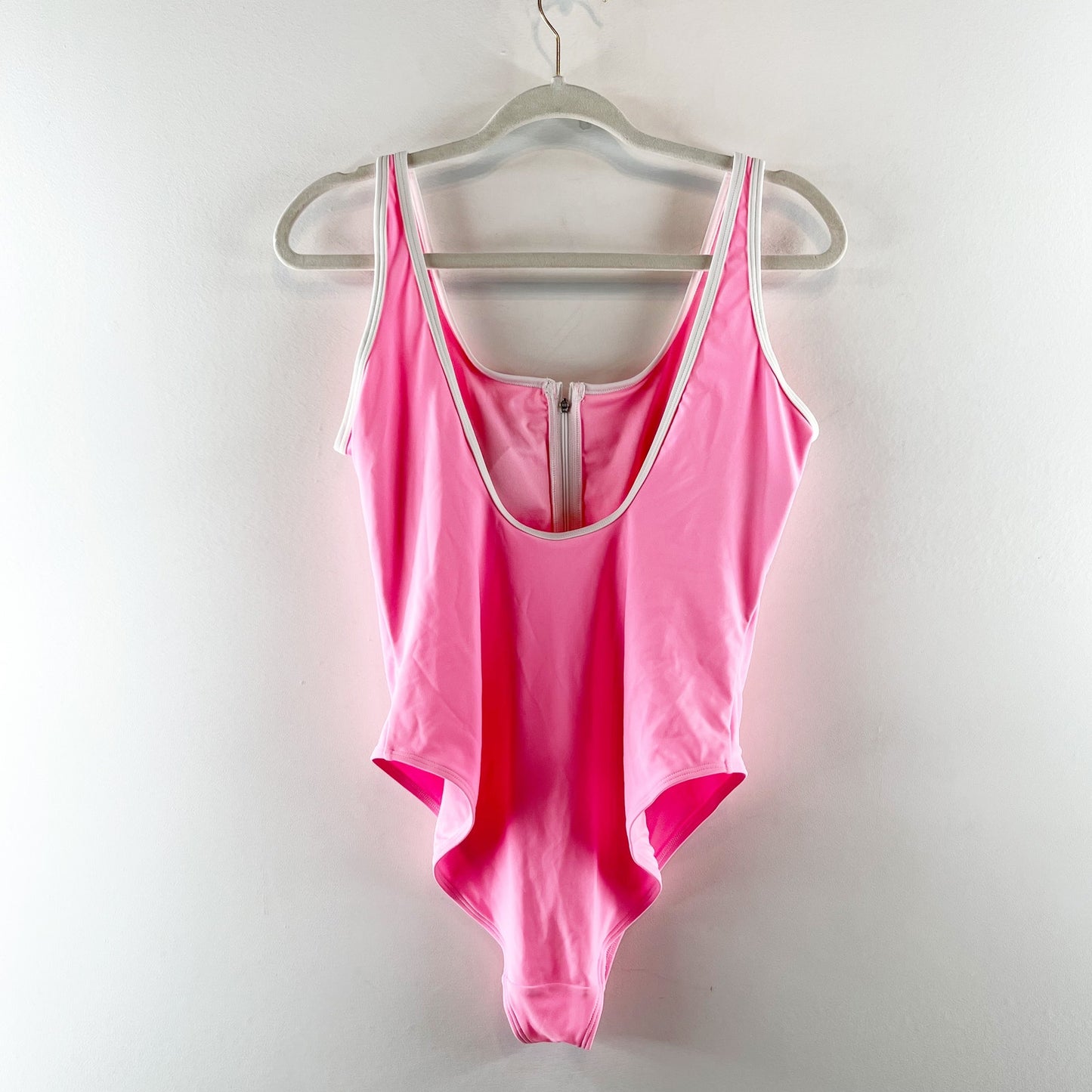 Old Navy Half-Zip Scoop Neck One-Piece Swimsuit Pink Medium