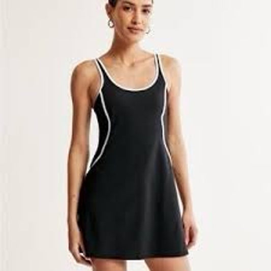 Abercrombie Traveler Active Tennis Mini Dress Black White Piping Small