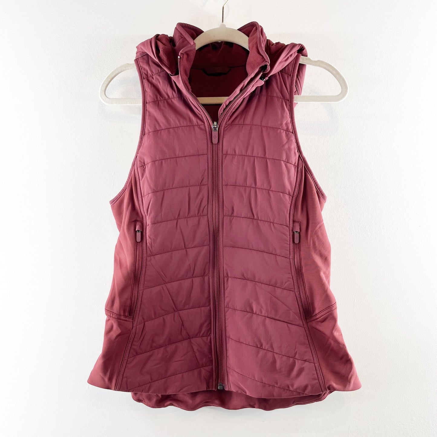 Lululemon Extra Mile Packable Puffer Hooded Vest Savannah Red Maroon 6