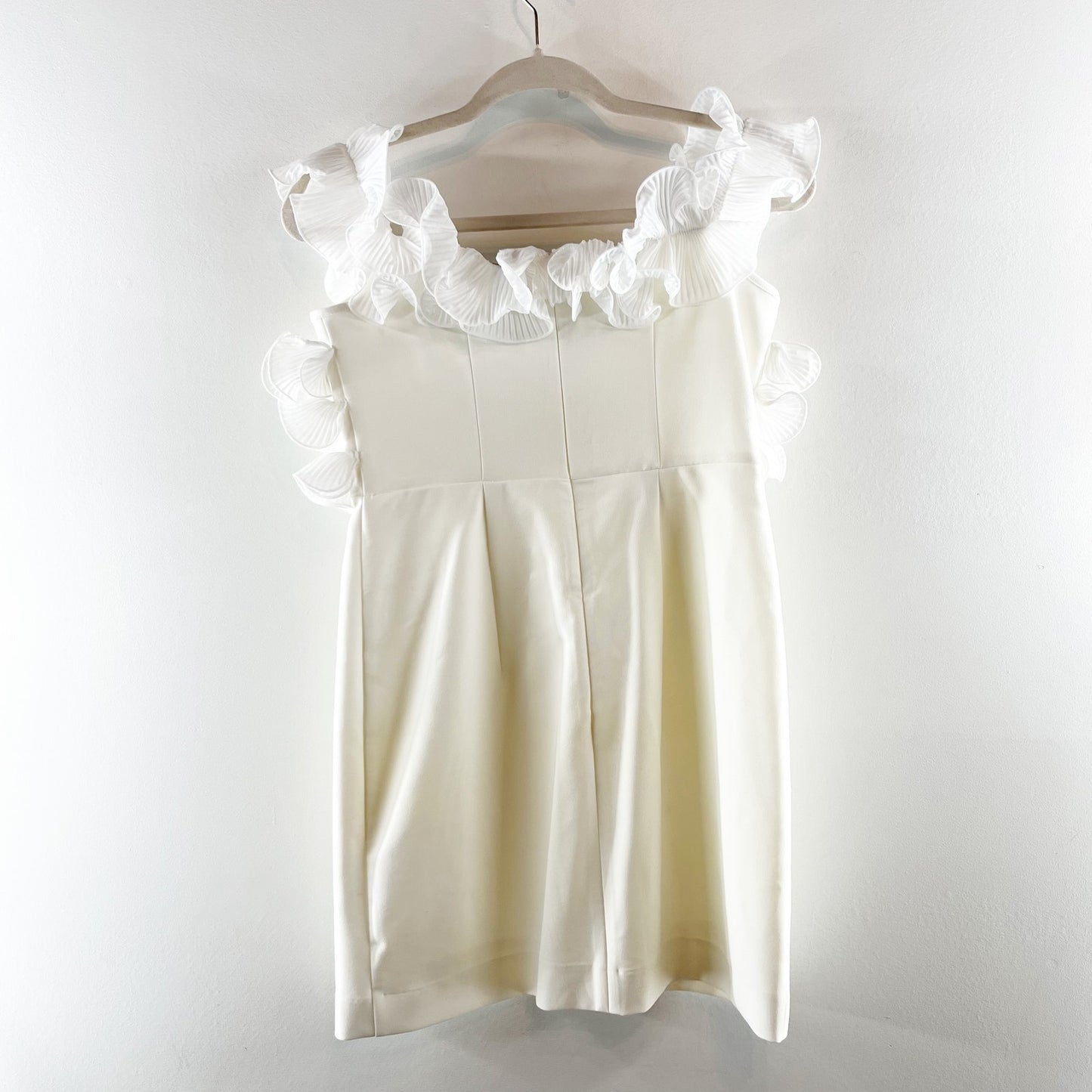 ZARA Ruffle Off Shoulder Mini Dress White Medium