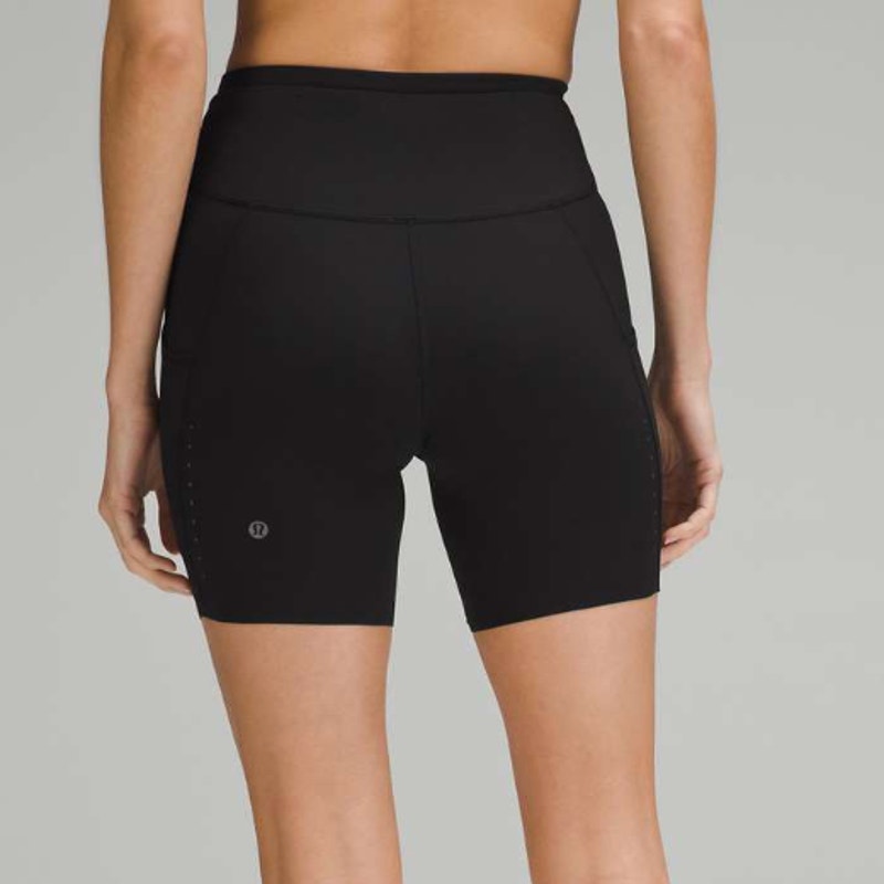 Lululemon Fast and Free High-Rise Bike Shorts 6" With Pockets Black 4
