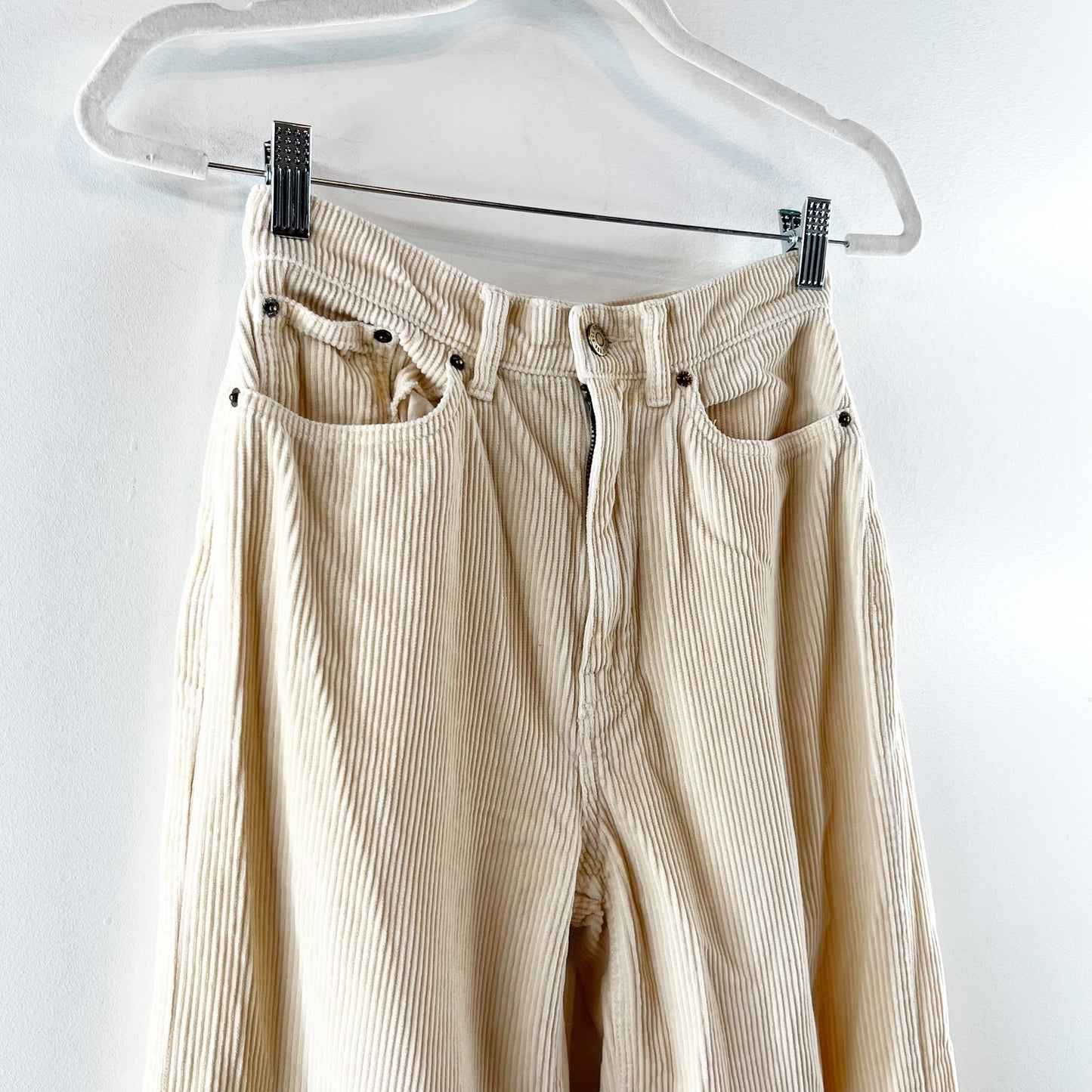 BDG High & Wide Corduroy Cotton Wide Leg Pants Cream 25 / 0