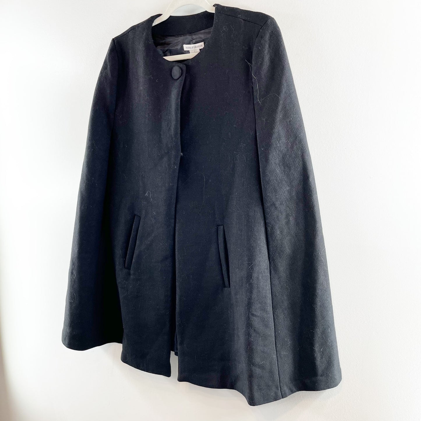 Mark & Graham Stella Wool Blend Cape Jacket Black Small