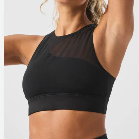 Alo Mesh Airlift Coastline Sports Bra Black Small