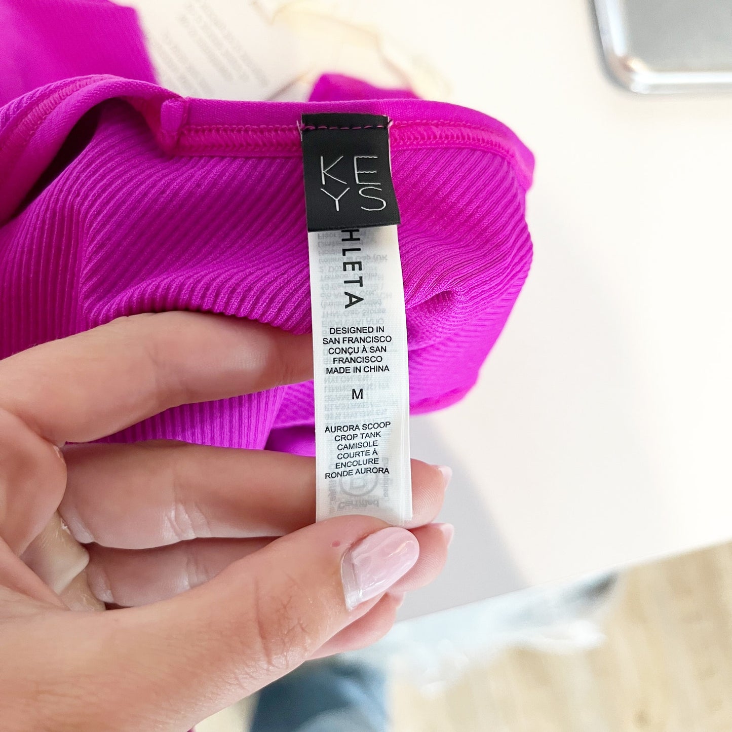 Athleta X Alicia Keys Aurora Ribbed Scoop Crop Tank Top Pink Medium