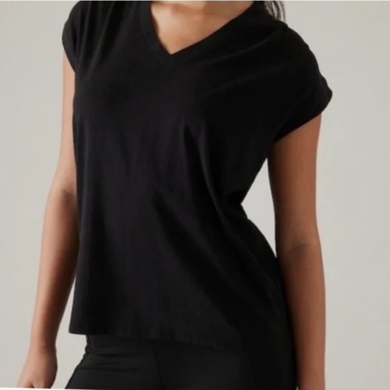 Athleta Outbound Twist Short Sleeve Tee Shirt Black XL