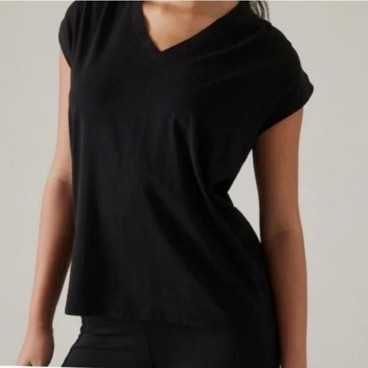 Athleta Outbound Twist Short Sleeve Tee Shirt Black XL