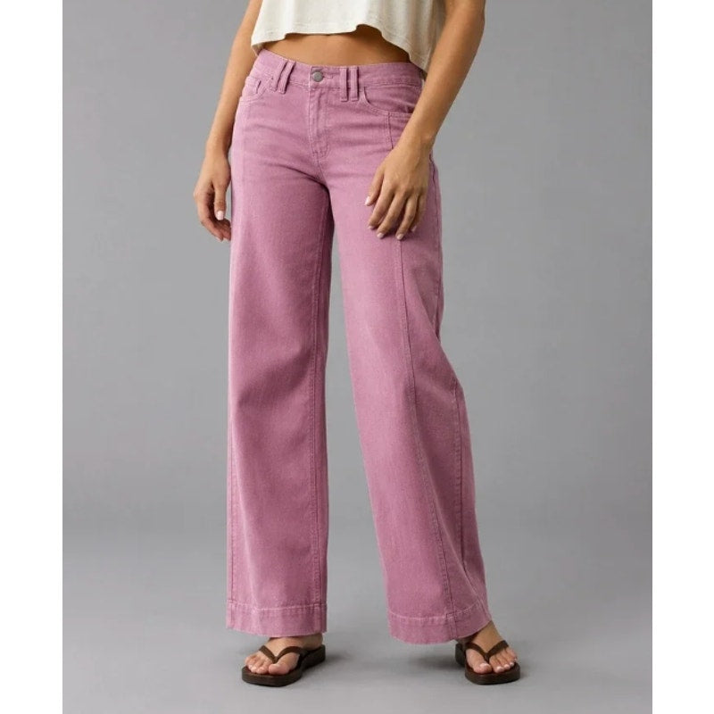 American Eagle Low Rise Baggy Wide Leg Jeans Dusty Mauve Pink 10